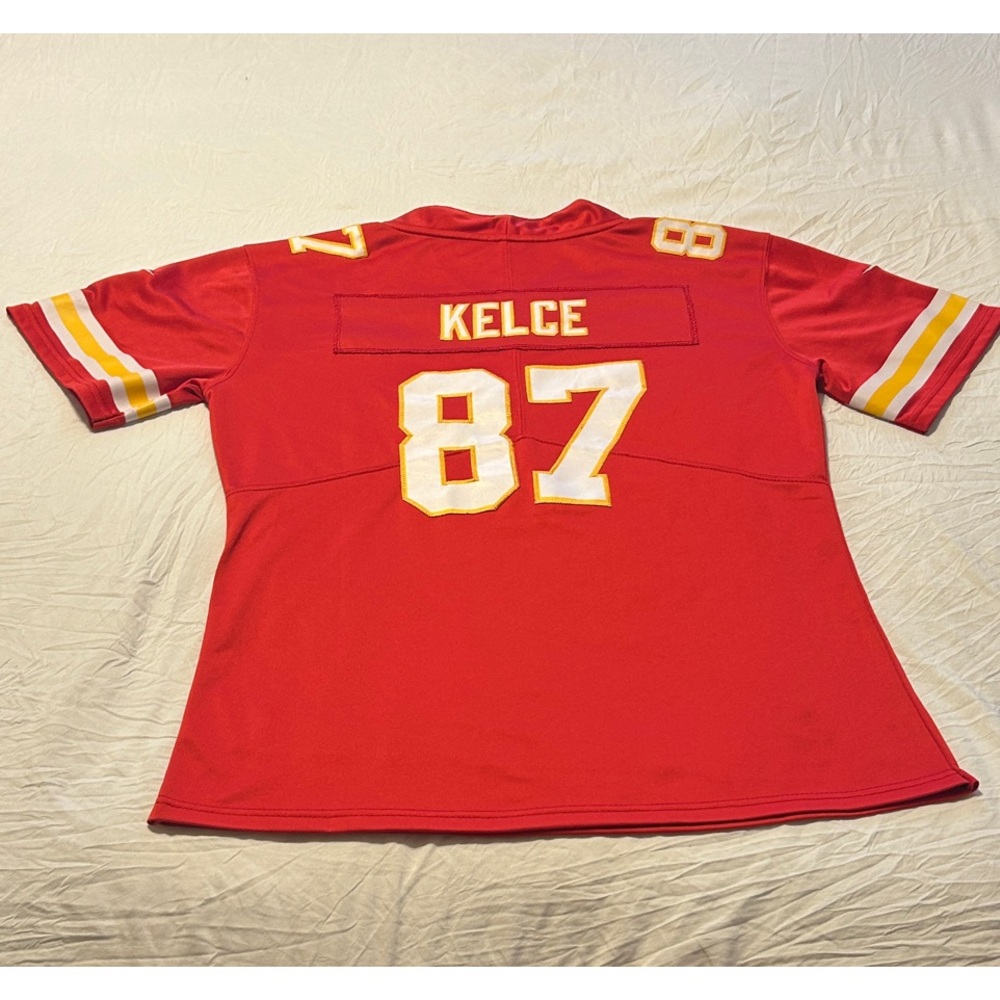 Travis Kelce NFL Kids #87 Red and Yellow Football Jersey